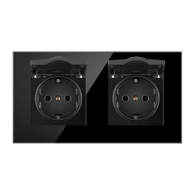 AnjieloSmart 86-type European standard German-style waterproof switch and socket, 16A power outlet, with tempered glass panel, suitable for kitchens and bathrooms.