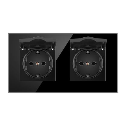 AnjieloSmart 86-type European standard German-style waterproof switch and socket, 16A power outlet, with tempered glass panel, suitable for kitchens and bathrooms.