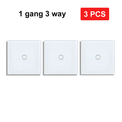 AnjieloSmart European and British standard pure touch double control switch single round tempered glass staircase headboard
