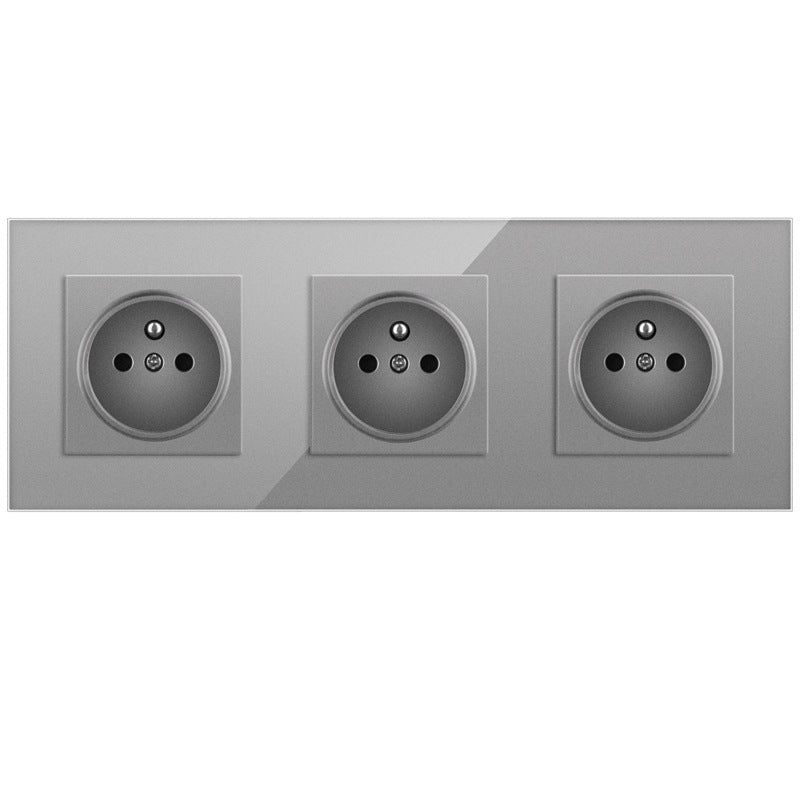 AnjieloSmart European standard 86 type 228*86mm French style three-gang socket with glass panel, 16A wall power socket Smart Switch