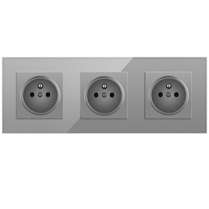 AnjieloSmart European standard 86 type 228*86mm French style three-gang socket with glass panel, 16A wall power socket Smart Switch