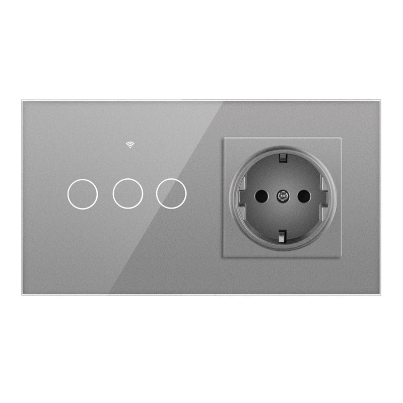 AnjieloSmart 157 European Standard WIFI Smart Switch Socket Single Round Tempered Glass Graffiti APP Voice Switch Panel for Smart Home