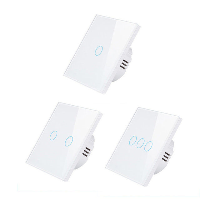 AnjeloSmart Type 86 European standard single touch switch, 1/2/3 gang touch sensor switch, glass panel light switch