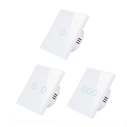 AnjeloSmart Type 86 European standard single touch switch, 1/2/3 gang touch sensor switch, glass panel light switch