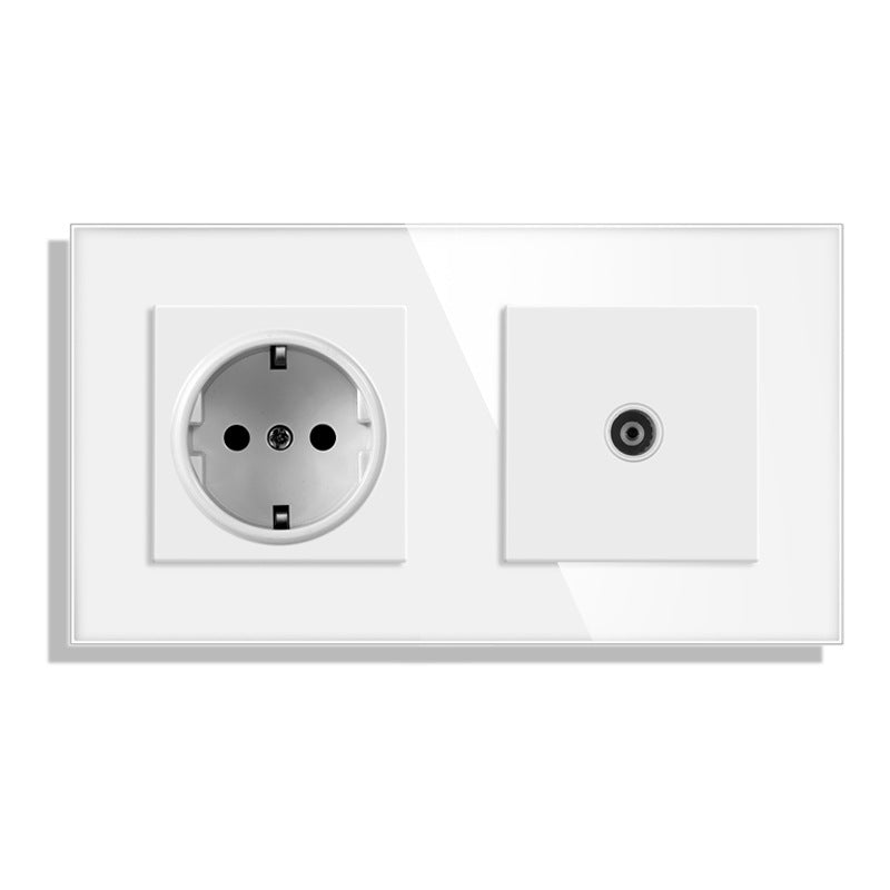 AnjieloSmart 53*86mm double wall socket with EU plug, TV and CAT5 internet RJ45 computer connection.
