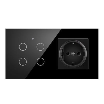 AnjieloSmart 157 European Standard WIFI Smart Switch Socket Single Round Tempered Glass Graffiti APP Voice Switch Panel for Smart Home