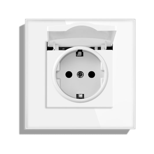 AnjieloSmart Type 82 German-style integrated waterproof switch and socket, 16A power outlet, with tempered glass panel, suitable for kitchens and bathrooms.