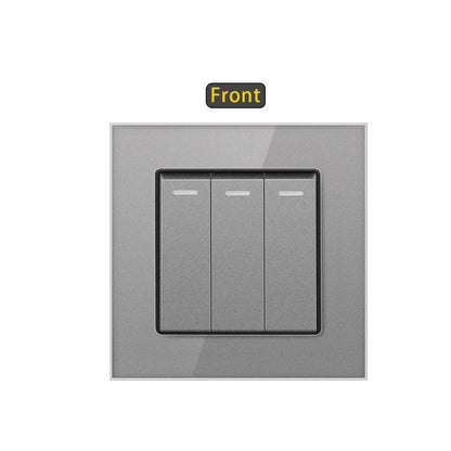 AnjieloSmart European standard 86-type wall switch, tempered glass panel, embedded single-gang multi-way rocker switch