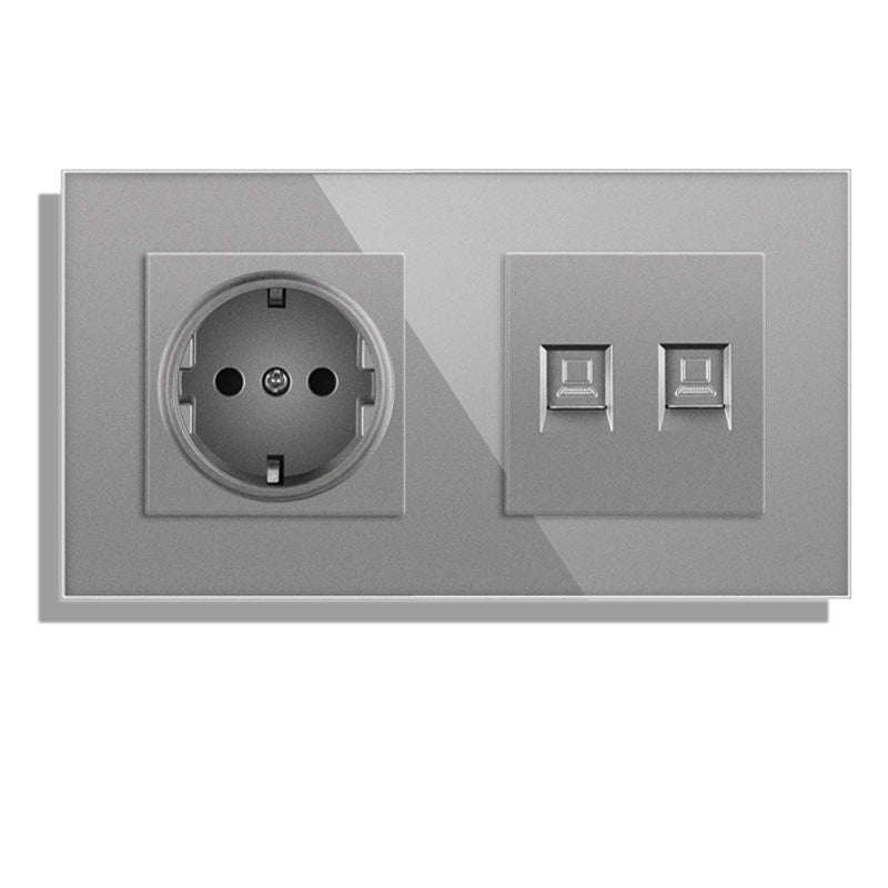 AnjieloSmart 53*86mm double wall socket with EU plug, TV and CAT5 internet RJ45 computer connection.