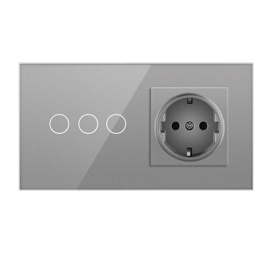 AnjieloSmart European standard Russian style touch sensor switch with socket, crystal glass panel wall switch and socket.