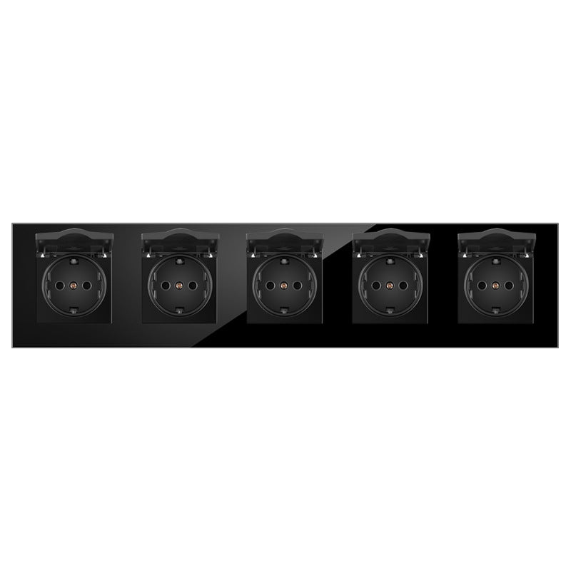 AnjieloSmart 86-type European standard German-style waterproof switch and socket, 16A power outlet, with tempered glass panel, suitable for kitchens and bathrooms.