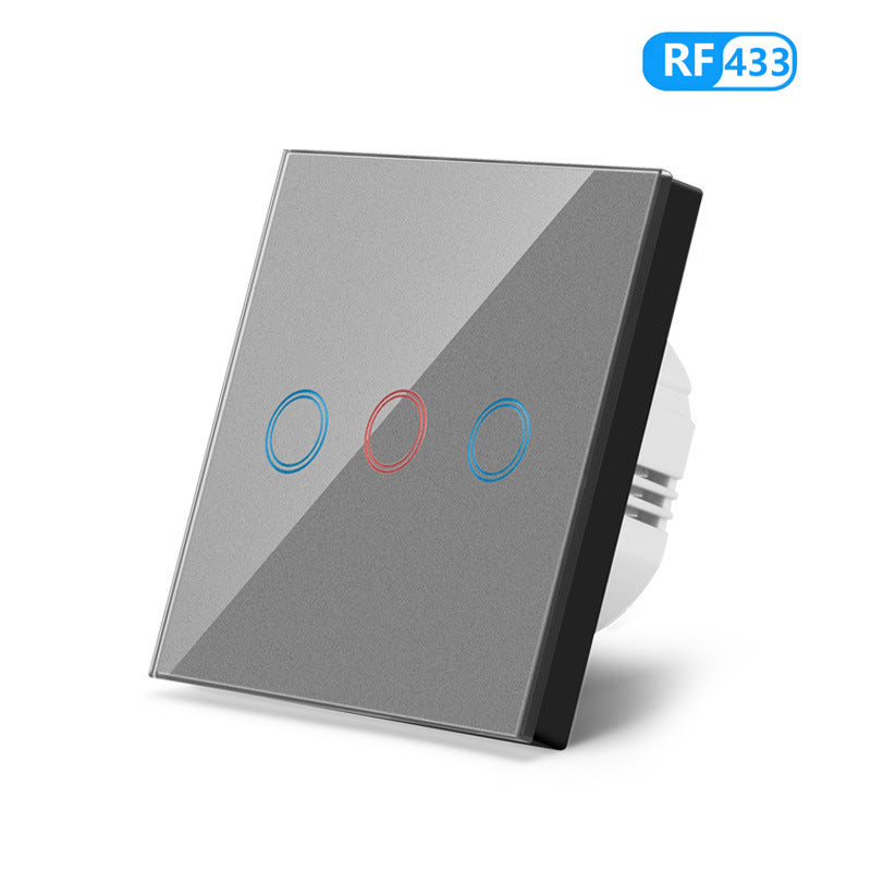 AnjieloSmart European standard 86-type wireless remote control switch with tempered glass panel, capable of penetrating walls, 433MHz RF switch.