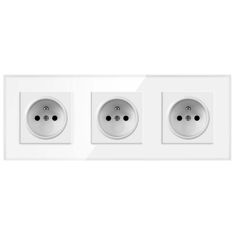 AnjieloSmart European standard 86 type 228*86mm French style three-gang socket with glass panel, 16A wall power socket Smart Switch
