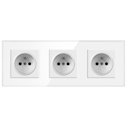 AnjieloSmart European standard 86 type 228*86mm French style three-gang socket with glass panel, 16A wall power socket Smart Switch