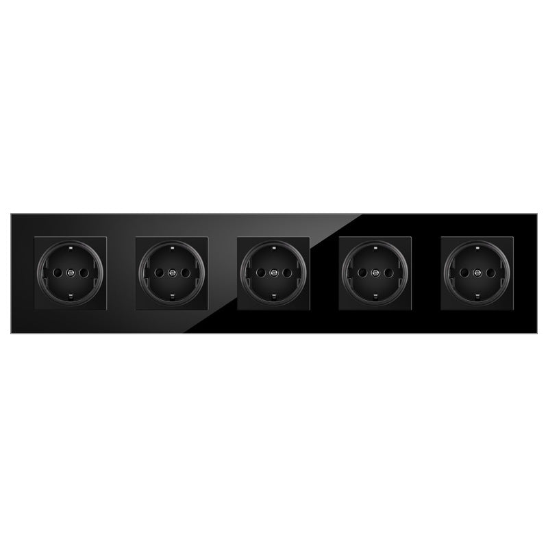 AnjieloSmart European standard 86-type German-style five-gang socket with glass panel, 16A wall power socket Russia
