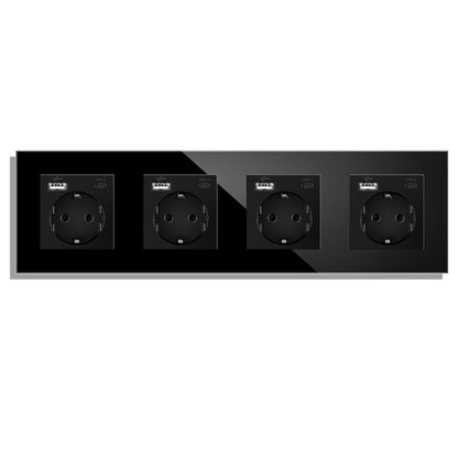 AnjieloSmart Type 82 European standard German-style USB Type-C integrated wall power socket, 16A, concealed mounting, glass panel.
