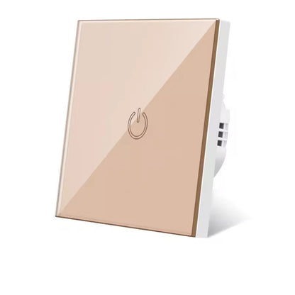 AnjieloSmart Luxury EU standard single-touch wall switch with a full tempered glass panel.