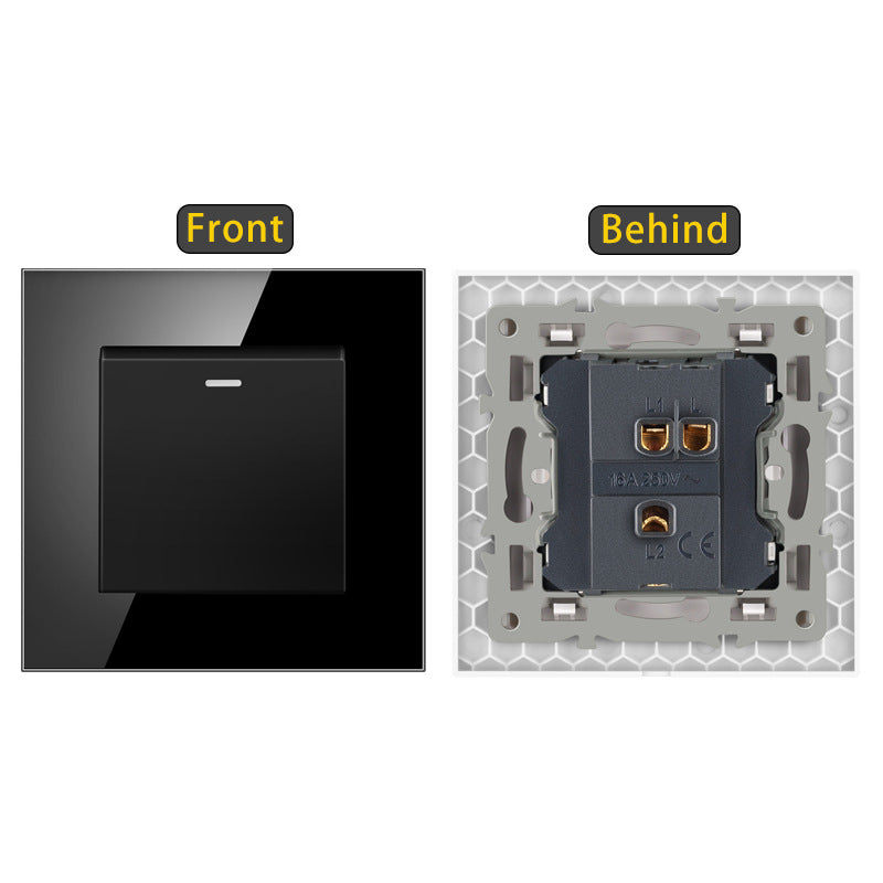 AnjieloSmart European standard 86-type wall switch, tempered glass panel, embedded single-gang multi-way rocker switch