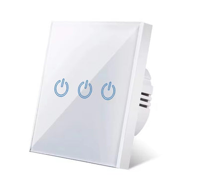 AnjieloSmart Luxury EU standard single-touch wall switch with a full tempered glass panel.