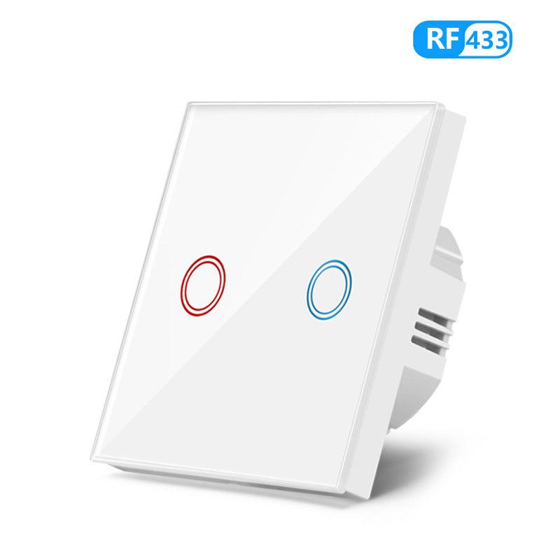 AnjieloSmart European standard 86-type wireless remote control switch with tempered glass panel, capable of penetrating walls, 433MHz RF switch.
