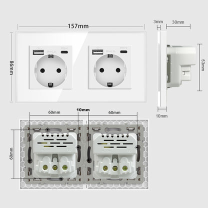 AnjieloSmart European standard wall power socket with USB and Type-C charging ports (German standard).