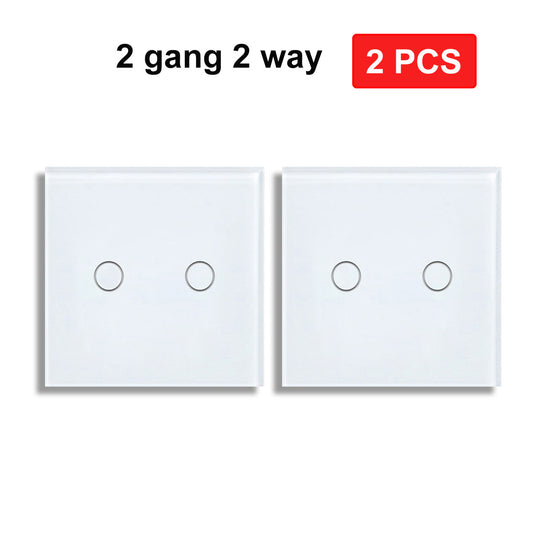 AnjieloSmart European and British standard pure touch double control switch single round tempered glass staircase headboard