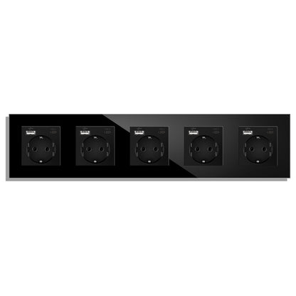 AnjieloSmart Type 82 European standard German-style USB Type-C integrated wall power socket, 16A, concealed mounting, glass panel.