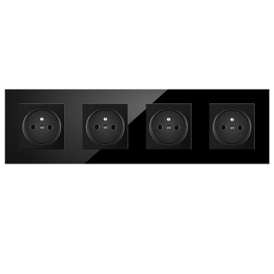 AnjieloSmart European standard 86 type French style four-gang socket, 299*86mm glass panel, 16A wall power socket.