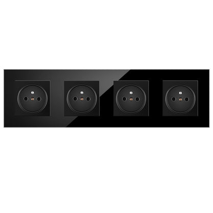 AnjieloSmart European Standard Type 86 French Four-Outlet Socket, 299*86mm Glass Panel, 16A Wall Power Socket