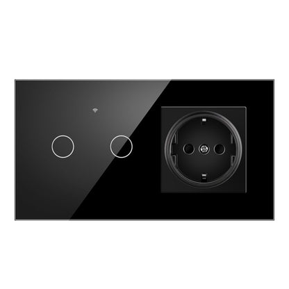 AnjieloSmart 157 European Standard WIFI Smart Switch Socket Single Round Tempered Glass Graffiti APP Voice Switch Panel for Smart Home
