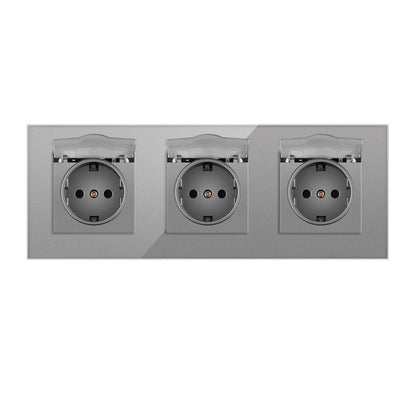 AnjieloSmart 86-type European standard German-style waterproof switch and socket, 16A power outlet, with tempered glass panel, suitable for kitchens and bathrooms.