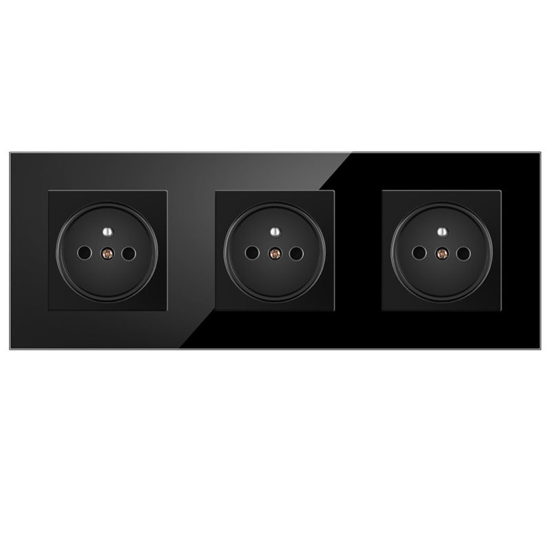 AnjieloSmart European standard 86 type 228*86mm French style three-gang socket with glass panel, 16A wall power socket Smart Switch