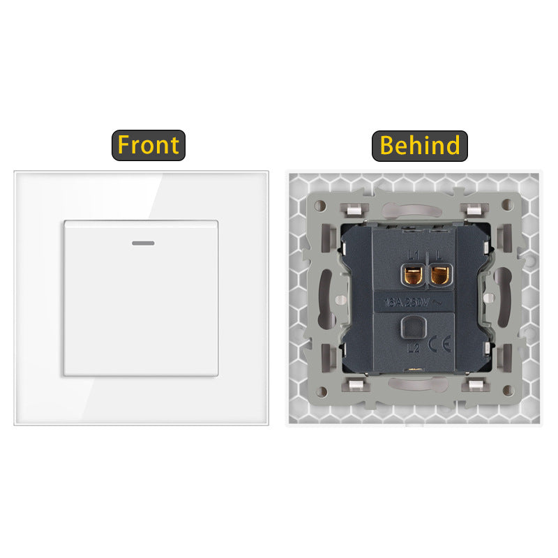 AnjieloSmart European standard 86-type wall switch, tempered glass panel, embedded single-gang multi-way rocker switch