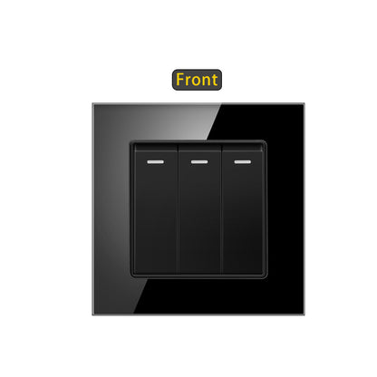 AnjieloSmart European standard 86-type wall switch, tempered glass panel, embedded single-gang multi-way rocker switch