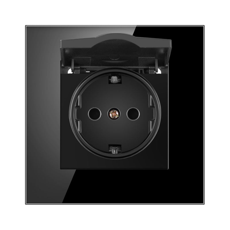 AnjieloSmart 86-type European standard German-style waterproof switch and socket, 16A power outlet, with tempered glass panel, suitable for kitchens and bathrooms.