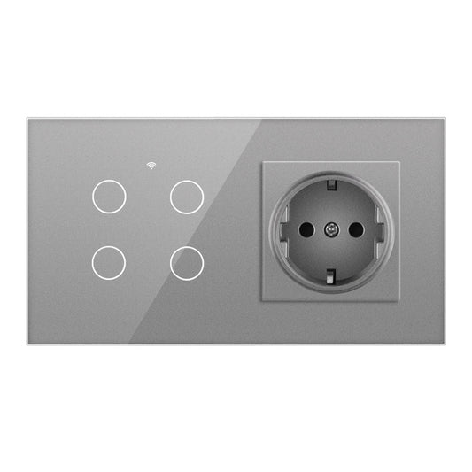 AnjieloSmart Type 157 European standard WiFi smart switch and socket with single round tempered glass panel, compatible with Tuya app and voice control