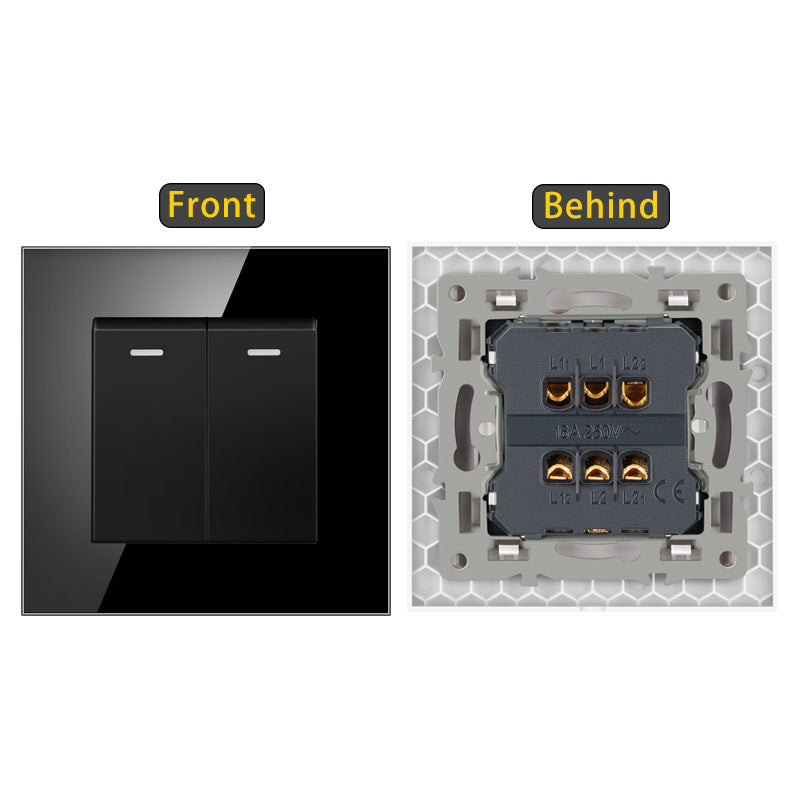 AnjieloSmart European standard 86-type wall switch, tempered glass panel, embedded single-gang multi-way rocker switch