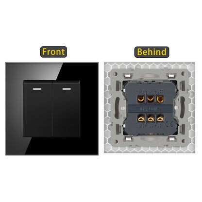 AnjieloSmart European standard 86-type wall switch, tempered glass panel, embedded single-gang multi-way rocker switch