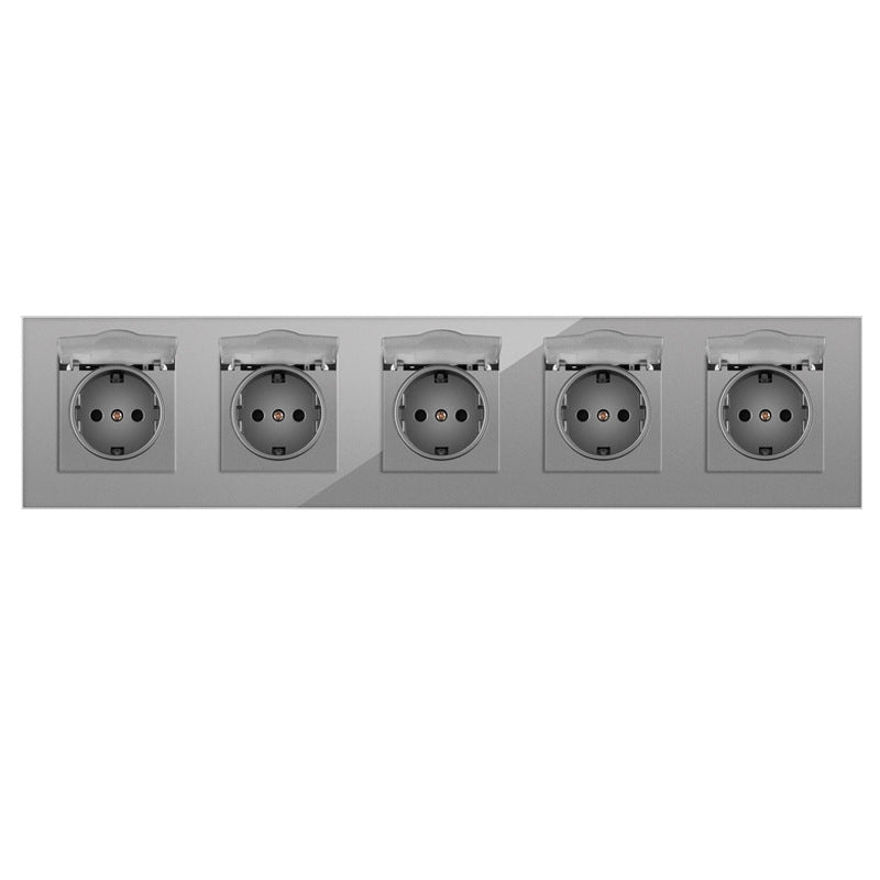 AnjieloSmart 86-type European standard German-style waterproof switch and socket, 16A power outlet, with tempered glass panel, suitable for kitchens and bathrooms.