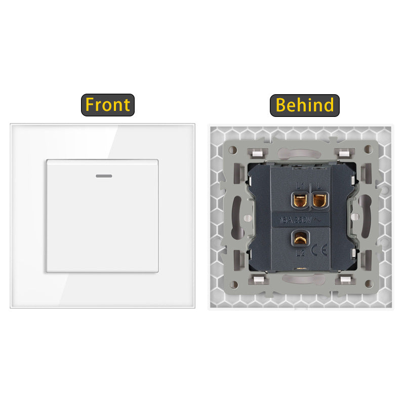 AnjieloSmart European standard 86-type wall switch, tempered glass panel, embedded single-gang multi-way rocker switch