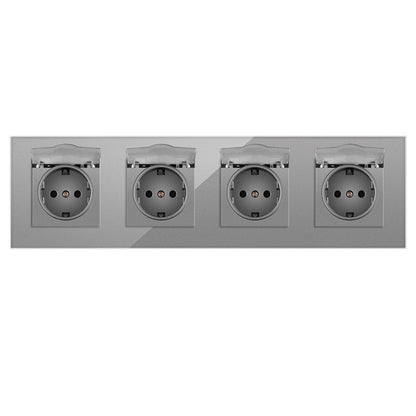 AnjieloSmart 86-type European standard German-style waterproof switch and socket, 16A power outlet, with tempered glass panel, suitable for kitchens and bathrooms.
