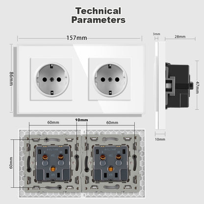 AnjieloSmart Type 82 integrated socket European standard/German type, five-gang with USB charging and Type-C port, European standard wall-mounted concealed socket panel.