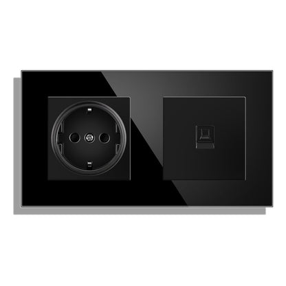 AnjieloSmart 53*86mm double wall socket with EU plug, TV and CAT5 internet RJ45 computer connection.