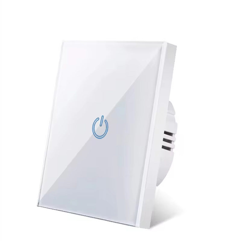 AnjieloSmart Luxury EU standard single-touch wall switch with a full tempered glass panel.