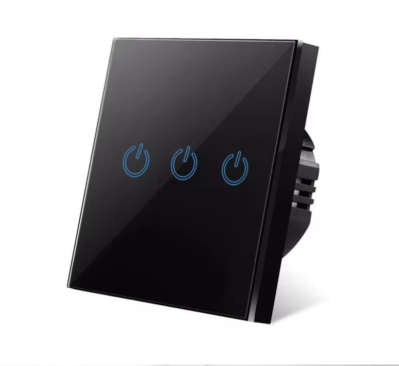 AnjieloSmart Luxury EU standard single-touch wall switch with a full tempered glass panel.