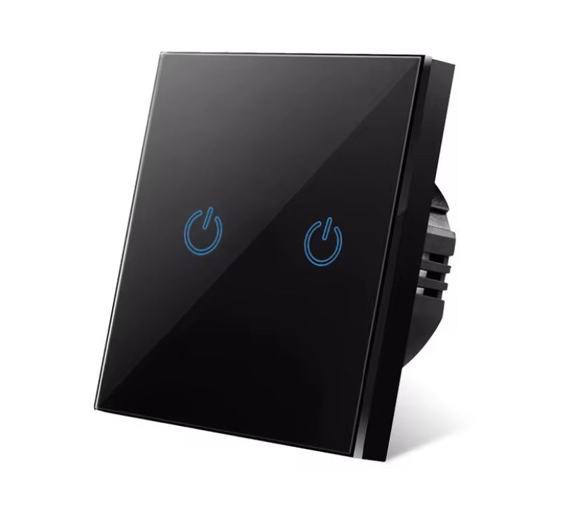 AnjieloSmart Luxury EU standard single-touch wall switch with a full tempered glass panel.