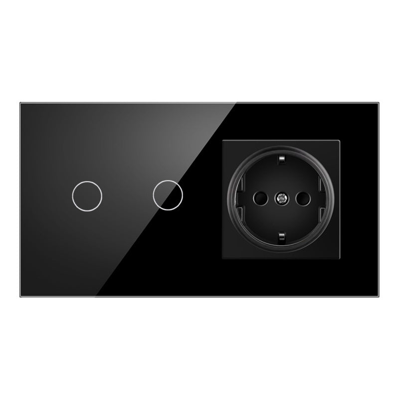 AnjieloSmart European standard Russian style touch sensor switch with socket, crystal glass panel wall switch and socket.