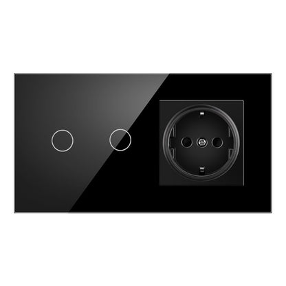 AnjieloSmart European standard Russian style touch sensor switch with socket, crystal glass panel wall switch and socket.