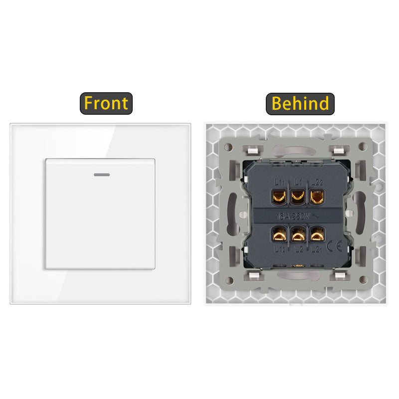 AnjieloSmart European standard 86-type wall switch, tempered glass panel, embedded single-gang multi-way rocker switch