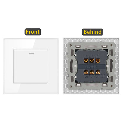 AnjieloSmart European standard 86-type wall switch, tempered glass panel, embedded single-gang multi-way rocker switch